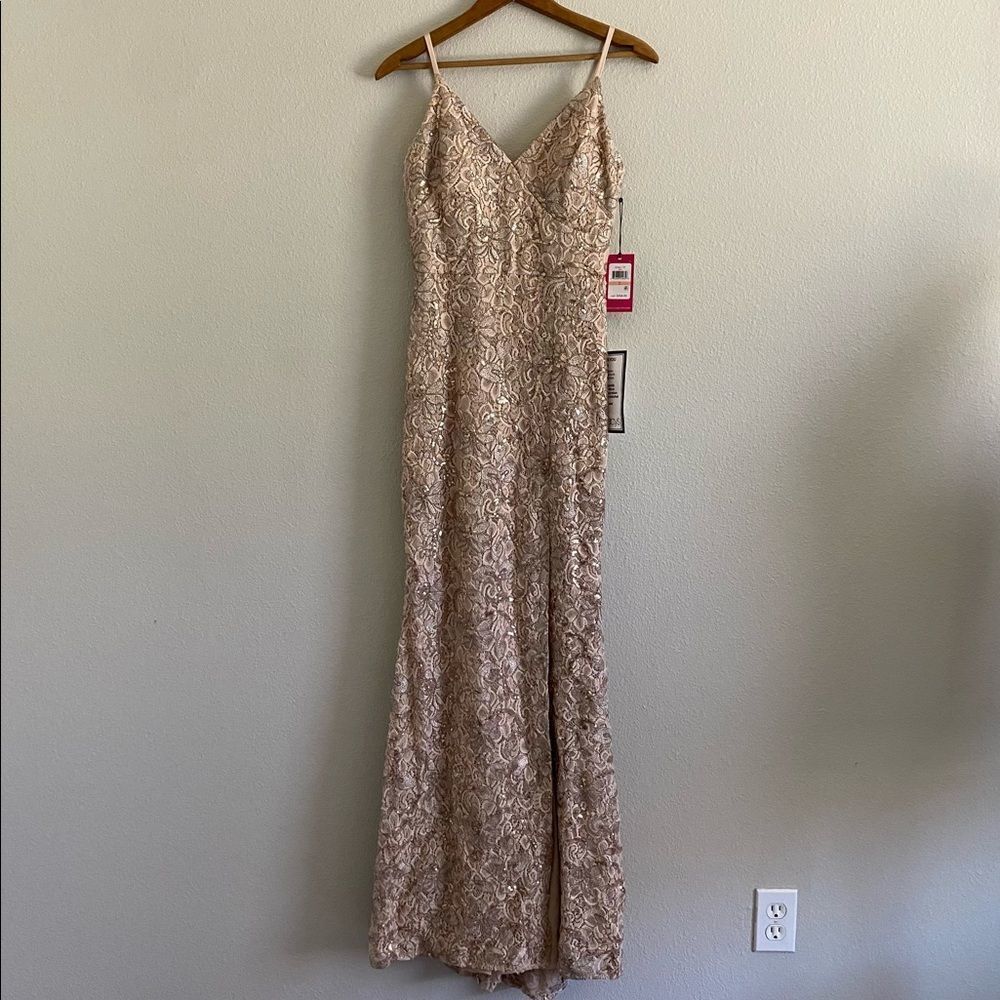 Vince Camuto Blush Lace & Sequin Full Length Dress - Picture 3 of 5